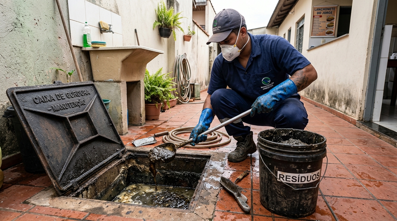 Remoção de resíduos da caixa de gordura em Caxias do Sul‑RS